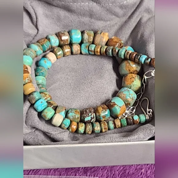 RARE Jay King Multicolored Turquoise Graduated Bead Sterling Necklace 18 inch